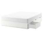 Nordli Ikea bed 140x200 met lades, Huis en Inrichting, Slaapkamer | Bedden, Ophalen, Wit, Tweepersoons, 140 cm