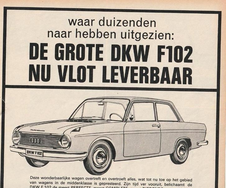 retro reclame 1964 DKW auto F102 vlot leverbaar, Verzamelen, Retro, Overige typen, Verzenden
