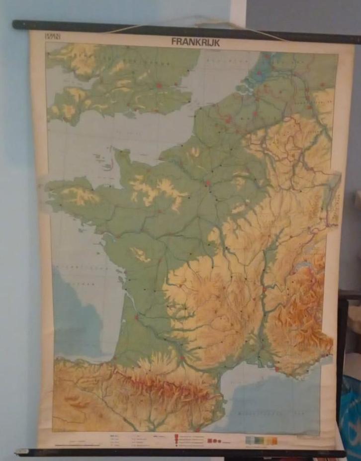 schoolplaat, Antiek en Kunst, Antiek | Schoolplaten, Aardrijkskunde, Ophalen of Verzenden