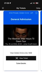 The Weeknd 16 Juli Golden Circle, Tickets en Kaartjes, Concerten | Pop, Eén persoon, Juli