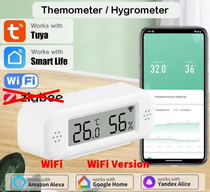 WiFi Thermometer Hygrometer met LCD-Display Draadloos, Audio, Tv en Foto, Weerstations en Barometers, Nieuw, Ophalen of Verzenden