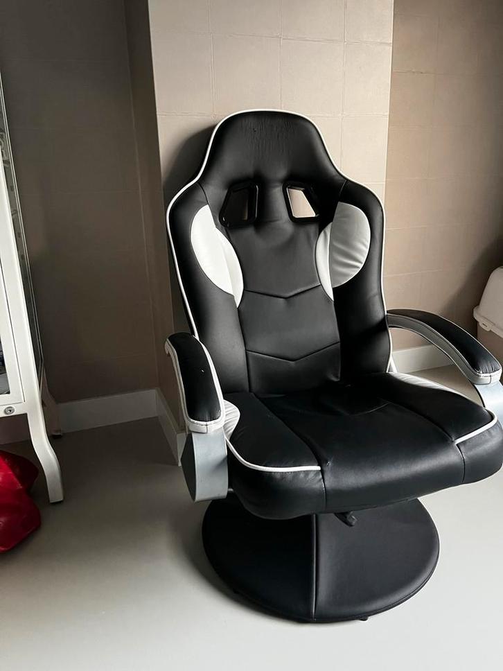 Game Stoel - Verstelbaar & Stevig, Huis en Inrichting, Stoelen, Zo goed als nieuw, Eén, Leer, Zwart, Ophalen