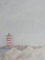 Aquarel IJmuiden 1986, Antiek en Kunst, Kunst | Tekeningen en Foto's, Ophalen of Verzenden