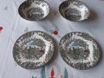 Vintage Myott The Brook Servies 4 Delig 2 borden en 2 kommen, Huis en Inrichting, Keuken | Servies, Gebruikt, Ophalen of Verzenden