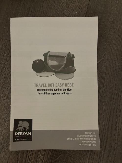 Deryan Travel Cot Easy Bebe – Lichtgewicht baby reisbedje, Kinderen en Baby's, Babywiegjes en Ledikanten, Zo goed als nieuw, Reisbedje