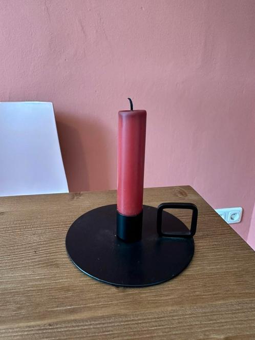 Zwarte kandelaar metaal, Huis en Inrichting, Woonaccessoires | Kandelaars en Kaarsen, Zo goed als nieuw, Kandelaar, Minder dan 25 cm