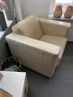 Fauteuil Andorra (leder Hermes) kleur room met zwarte poot, Huis en Inrichting, Fauteuils, Ophalen, Gebruikt, 50 tot 75 cm, Leer