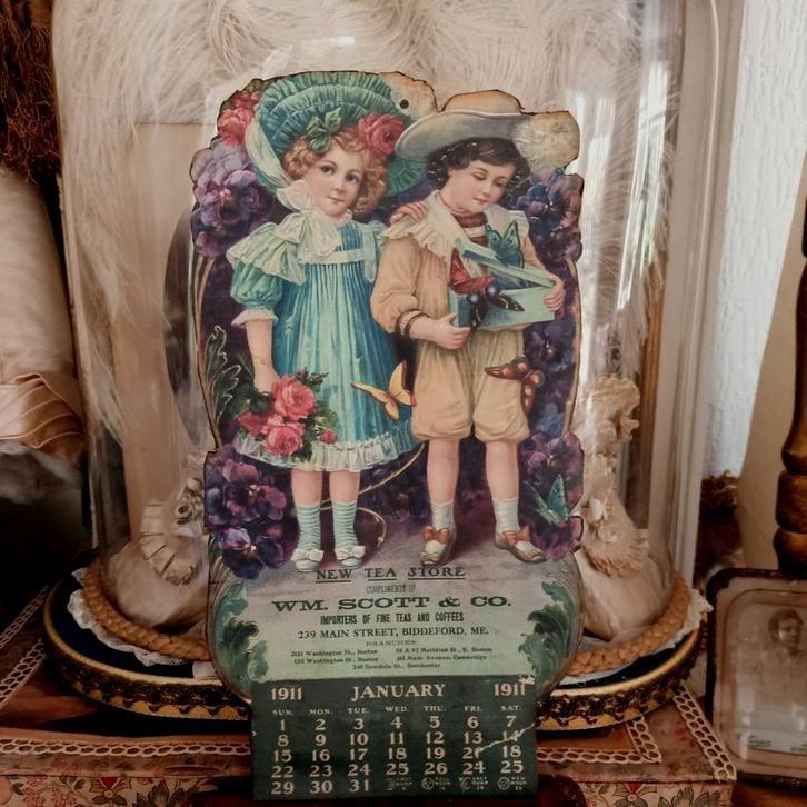 💕Victoriaanse afbeelding van kalender anno 1911💕, Antiek en Kunst, Curiosa en Brocante, Verzenden