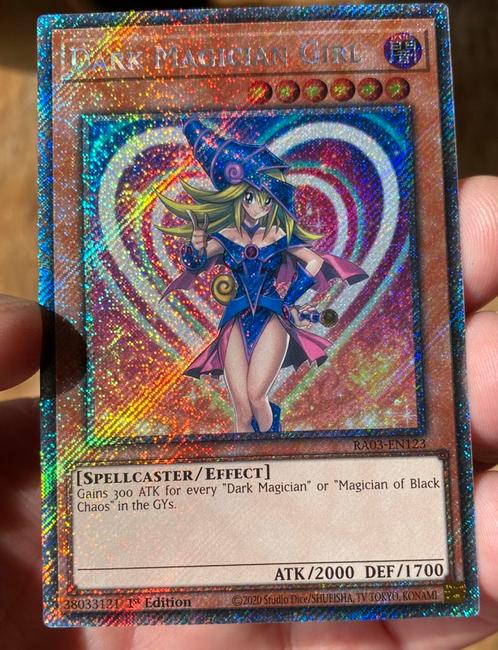 Yu-Gi-Oh! Dark Magician Girl RA03 1st Ed Mint !, Hobby en Vrije tijd, Verzamelkaartspellen | Yu-gi-Oh!, Zo goed als nieuw, Losse kaart