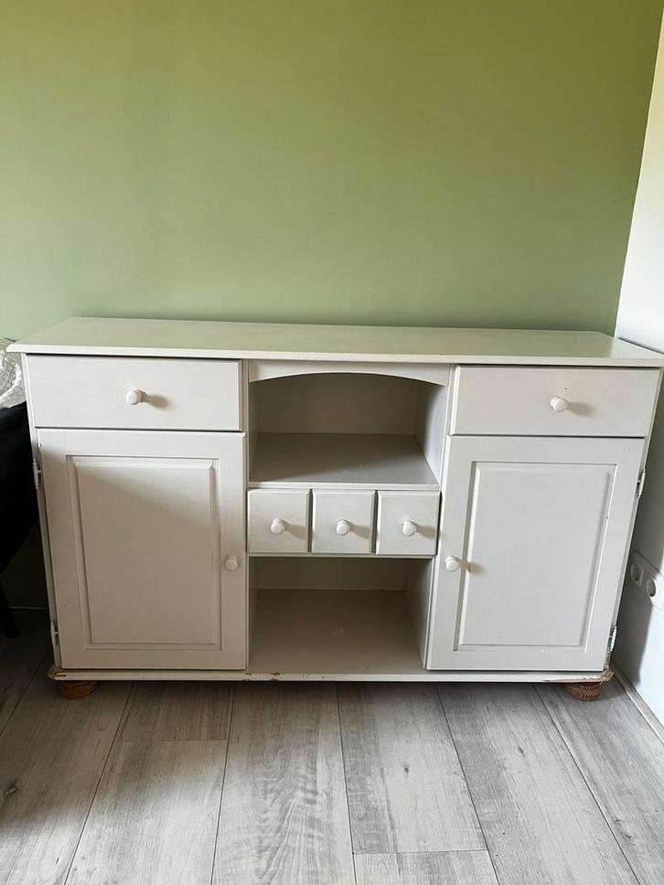 Tv meubel, Huis en Inrichting, Kasten | Dressoirs, Gebruikt, 100 tot 150 cm, 25 tot 50 cm, Met lade(s), Met deur(en), Met plank(en)
