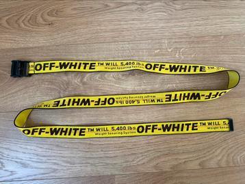 OFF- WHITE riem geel met zwarte letters beschikbaar voor biedingen