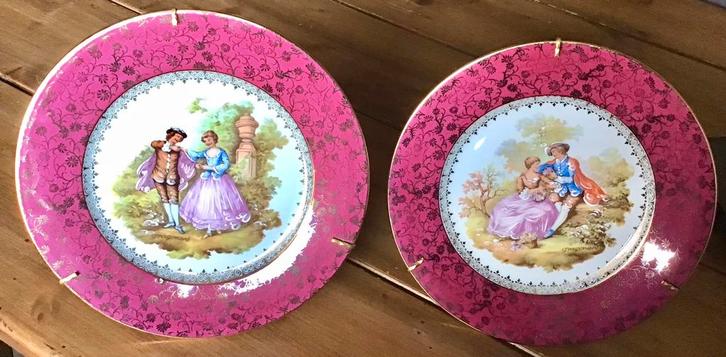 2 PRACHTIGE PORSELEINEN VERZAMEL-/ WANDBORDEN LIMOGES FRANCE, Antiek en Kunst, Antiek | Wandborden en Tegels, Ophalen of Verzenden