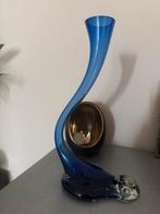 Murano Zwaan Vaas Blauw Glas, Huis en Inrichting, Woonaccessoires | Vazen, Blauw, Ophalen of Verzenden, Minder dan 50 cm, Glas