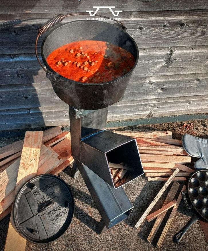 Rocket stove, handig buiten kacheltje en kooktoestel, compac, Caravans en Kamperen, Kampeeraccessoires, Nieuw, Ophalen of Verzenden