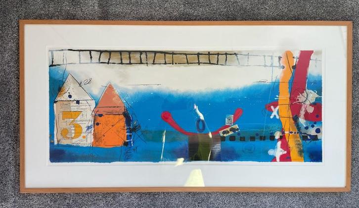 Theo Koster - Zeefdruk Nr. 18 Liggend blauw -  (Groot), Antiek en Kunst, Kunst | Litho's en Zeefdrukken, Ophalen