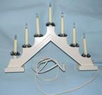 Vintage Zweedse houten adventsljusstake wit kerstkandelaar, Diversen, Kerst, Ophalen of Verzenden, Zo goed als nieuw