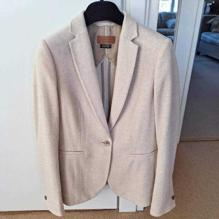 Massimo Dutti blazer wol mt 36, Kleding | Dames, Jasjes, Kostuums en Pakken, Zo goed als nieuw, Jasje, Maat 36 (S), Beige, Ophalen of Verzenden