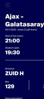 FSIDE ajax-gala champions league, Tickets en Kaartjes, Eén persoon