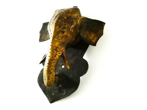 Deurklopper olifantshoofd ca. 1900 olifant graveringen India, Antiek en Kunst, Curiosa en Brocante, Ophalen of Verzenden