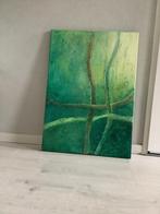Schilderij abstract rood en groen, 70 x 50 cm, Antiek en Kunst, Kunst | Schilderijen | Abstract, Ophalen of Verzenden
