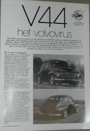 Overdruk uit clubblad. Volvo. V44 vereniging iz. Volvo virus beschikbaar voor biedingen