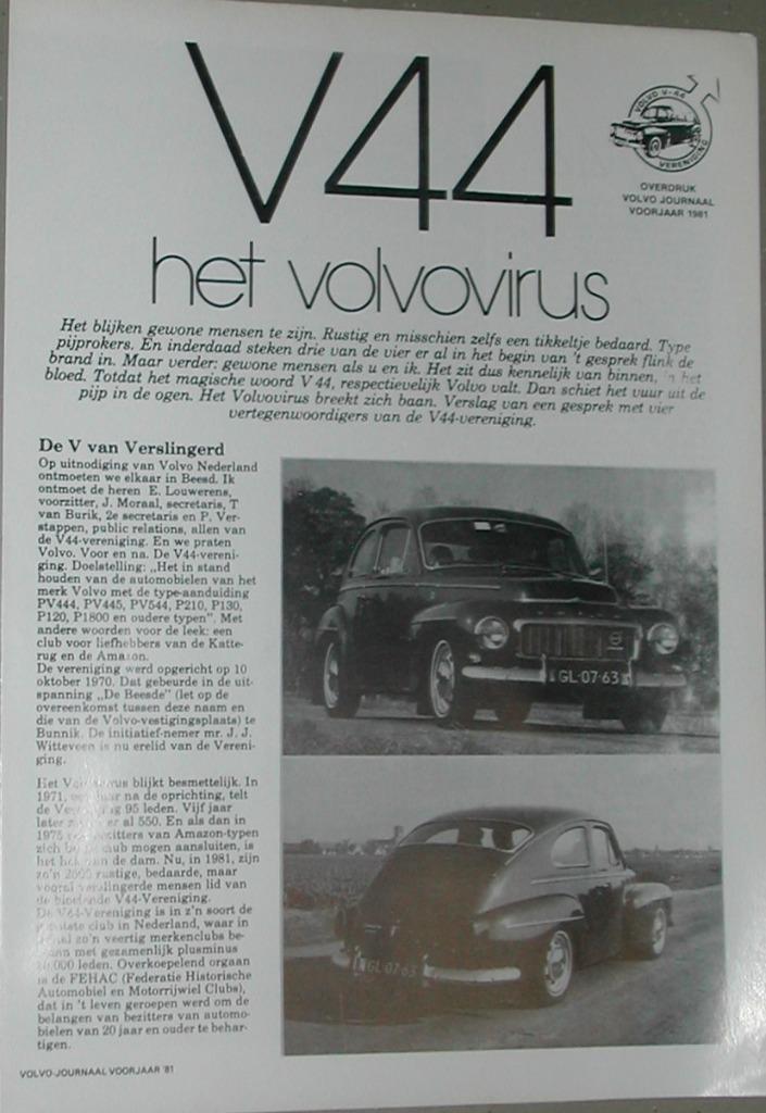 Overdruk uit clubblad. Volvo. V44 vereniging iz. Volvo virus, Boeken, Auto's | Folders en Tijdschriften, Zo goed als nieuw, Volvo