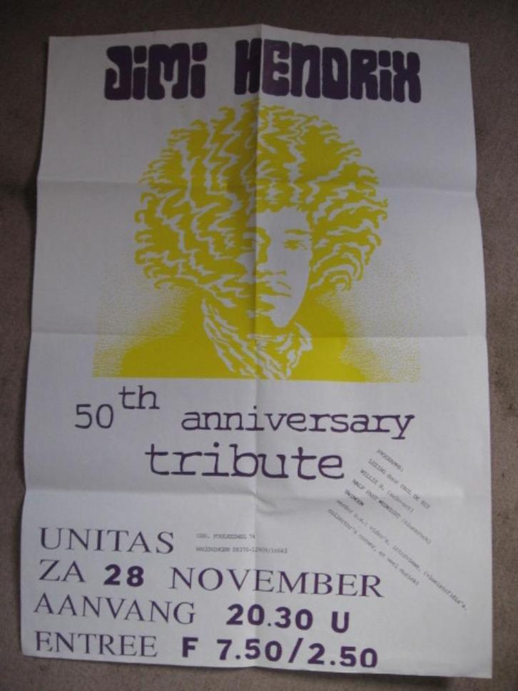 Jimi Hendrix tribute 1992 Wageningen promo materiaal Unitas, Verzamelen, Muziek, Artiesten en Beroemdheden, Zo goed als nieuw