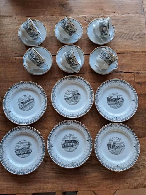Nieuwe Niedorp 6 kop en schotels met afbeeldingen Niedorp, Antiek en Kunst, Antiek | Servies compleet, Ophalen of Verzenden