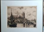 Ets haven/ Maartensgat Dordrecht door Jan Sirks, Antiek en Kunst, Kunst | Etsen en Gravures, Ophalen