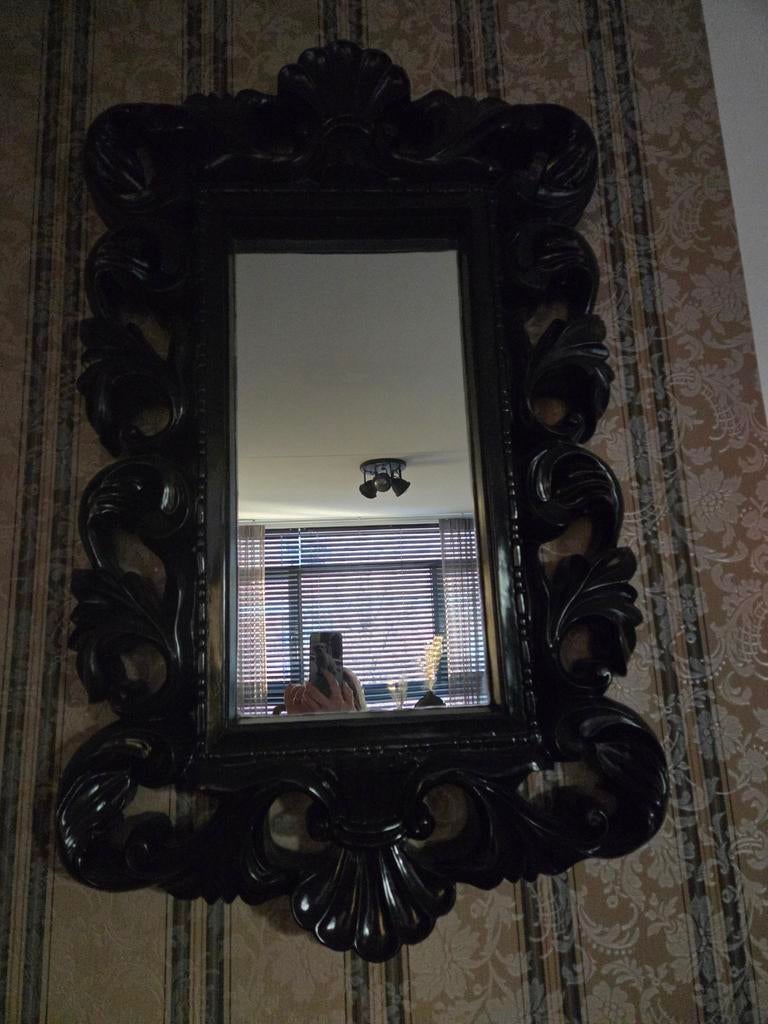 Barok Spiegel met Sierlijke Details, Huis en Inrichting, Woonaccessoires | Spiegels, Gebruikt, Verzenden, 100 tot 150 cm, Rechthoekig