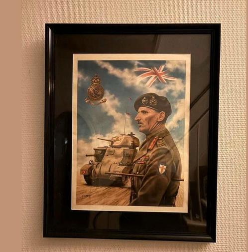 Oude prent Veldmaarschalk Montgomery, Verzamelen, Militaria | Tweede Wereldoorlog, Nederland, Ophalen of Verzenden