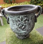Vintage bloempot groen diameter 34 cm H39 cm, Tuin en Terras, Tuinvazen, Ophalen, Gebruikt