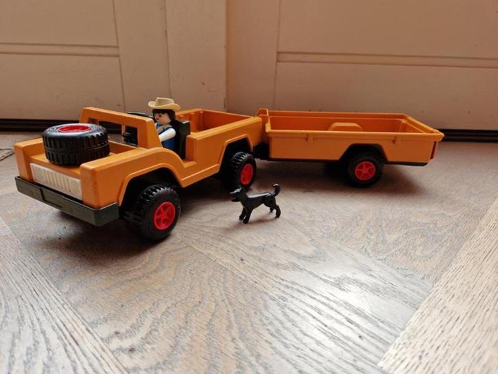 Fisher Price Safari Jeep met Aanhangwagen 304 (retro), Kinderen en Baby's, Speelgoed | Fisher-Price, Gebruikt, Auto of Voertuig