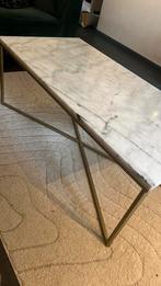 Marmer salontafel met goude poten, Ophalen, 100 tot 150 cm, 50 tot 100 cm, Zo goed als nieuw