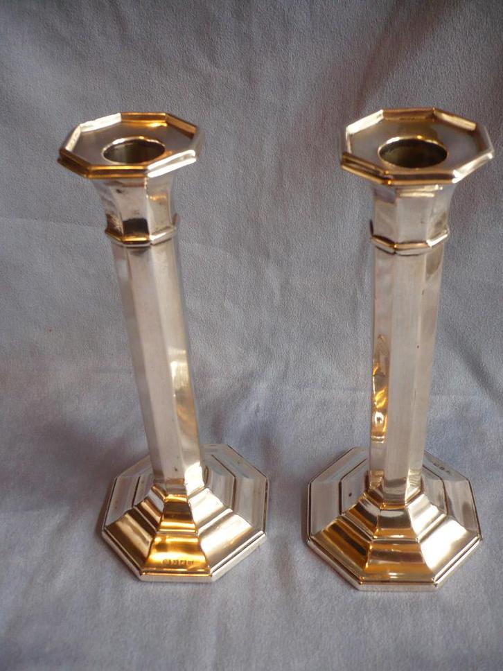 Schitterend stel antieke 1e gehalte zilveren kandelaars, Antiek en Kunst, Antiek | Goud en Zilver, Zilver, Ophalen of Verzenden