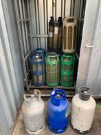 3 stalen + 9 kunstof gasflessen, Ophalen, Gebruikt