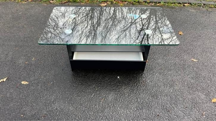 salontafel, Huis en Inrichting, Tafels | Salontafels, Gebruikt, Minder dan 50 cm, 50 tot 100 cm, 100 tot 150 cm, Rechthoekig, Glas