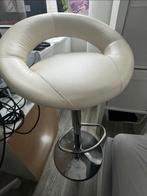 witte leren barkrukwhite bar stool, Ophalen, Gebruikt, Met voetsteun, 60 tot 90 cm