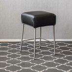 6x Montis Samba barkruk zwart leder - laag model - rvs, Niet ingevuld, Niet ingevuld, Leer, Ophalen of Verzenden