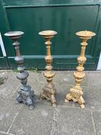 3 grote Messing (geelkoper) kandelaars, Ophalen of Verzenden, Koper of Brons