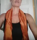 Nieuwe 100% zijden sjaal oranjebruin 165x33 cm, Ophalen of Verzenden, Nieuw, Maat 46/48 (XL) of groter, Sjaal