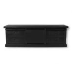 Tv-meubel Mangohout | Zwart | Breedte: 150,0cm, Huis en Inrichting, Kasten | Televisiemeubels, Ophalen, 150 tot 200 cm, Nieuw