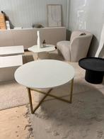 Salontafel rond beton cire met goudkleurig onderstel, Japandi, Tables by Leon, Info@tablesbyleon.nl, Rond