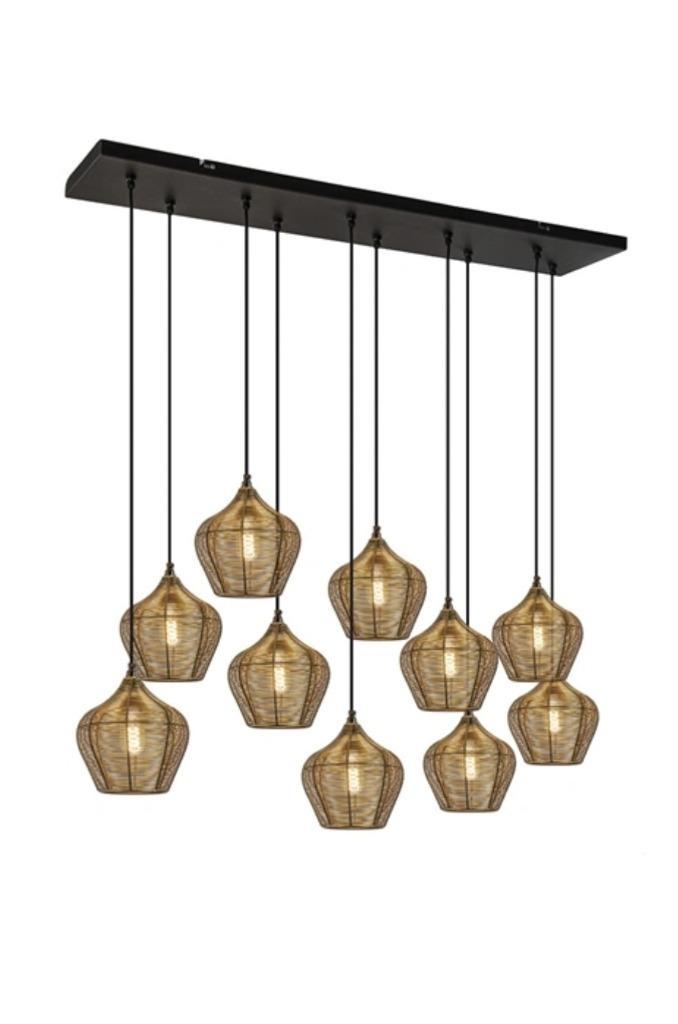 Grote 10 lichts hanglamp ALVARO Light & Living antiek brons, Huis en Inrichting, Lampen | Hanglampen, Zo goed als nieuw, 75 cm of meer