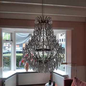 Goude kroonluchter wit glas  beschikbaar voor biedingen