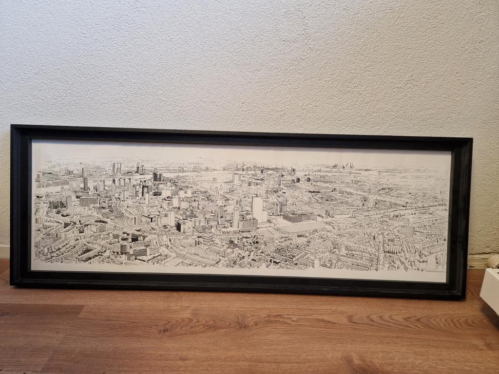 Schets/tekening van de skyline van rotterdam, Antiek en Kunst, Ophalen