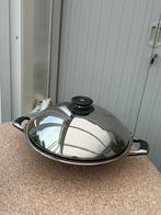 Amc Wokpan 5 liter, Huis en Inrichting, Keuken | Potten en Pannen, Ophalen of Verzenden, Zo goed als nieuw, Rvs, Wok