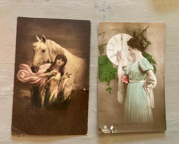 Vintage antieke brocante kaarten ansichtkaarten boho kleuren beschikbaar voor biedingen