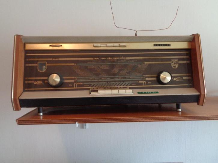Philips Buizenradio type B5X14A  met werkend groen kattenoog, Antiek en Kunst, Antiek | Tv's en Audio, Ophalen