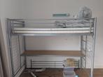 IKEA metalen hoogslaper (loft bed) met bureau en matras, Ophalen, Gebruikt, Eenpersoons, 160 tot 180 cm